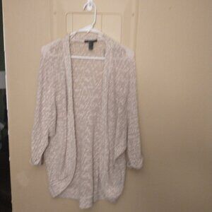 Forever 21 Lightweight Beige and White cardigan with 3/4 tapered sleeves
